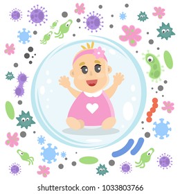 Baby girl immune system against germs and bacteria.