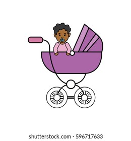 baby girl inside carriage icon