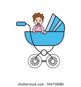 baby girl inside carriage icon