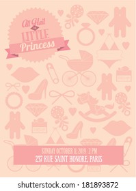 baby girl invitation card template vector/illustration