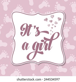 Baby girl  invitation for baby shower, vector format