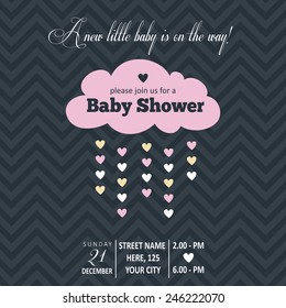 Baby girl  invitation for baby shower, vector format