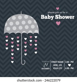 Baby Girl  Invitation For Baby Shower, Vector Format