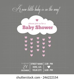 Baby girl  invitation for baby shower, vector format