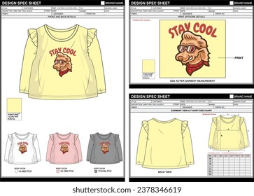 BABY GIRL LONG SLEEVE STAY COOL DOG STREETWEAR VECTOR DIGITAL DTG DTF HEAT TRANSFER STICKER SUBLIMATION PRINT T SHIRT TECHPACK MEASUREMENT LAYOUT TEMPLATE DESIGN