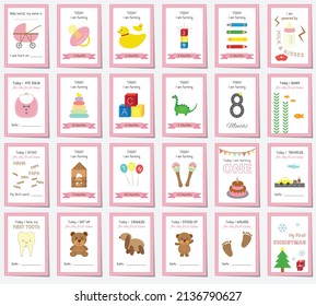 Baby Girl Milestone Cards Printable