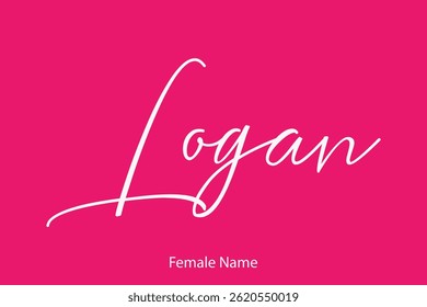 Baby Girl Name Logan  In Stylish Cursive Typography Text