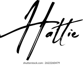 Baby Girl Name In Stylish Brush Typography Text Hattie