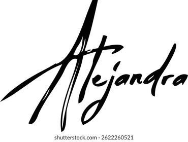 Baby Girl Name In Stylish Brush Typography Text Alejandra 