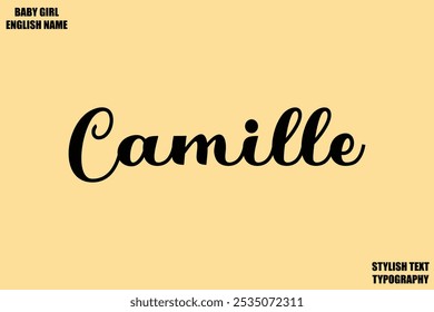 Baby Girl Name Stylish Cursive Text Typography Camille