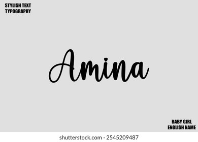 Baby Girl Name Stylish Cursive Text Typography Amina