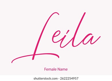 Baby Girl Name In Stylish Cursive Typography Text Leila