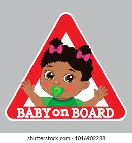 Baby Girl On Board Bumper Sticker Vector Illustration. Baby On Board Color Sign.