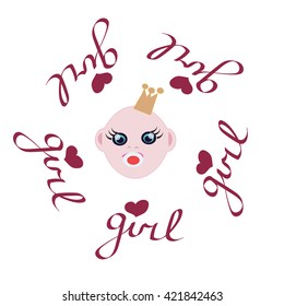 Baby girl and one birthday invitation card