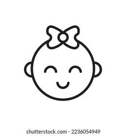 Baby Girl Outline Icon Vector Illustration
