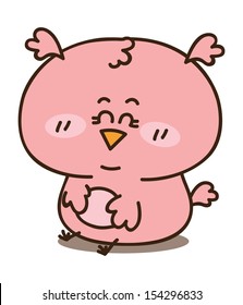 Baby girl owl.Vector illustration of adorable friendly owl 