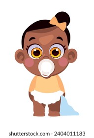 baby girl with pacifier cartoon isolated