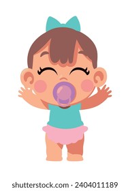 baby girl with pacifier illustration isolated