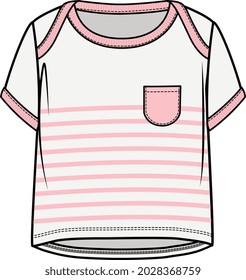 BABY GIRL PATCH POCKET TEE SHIRT VECTOR