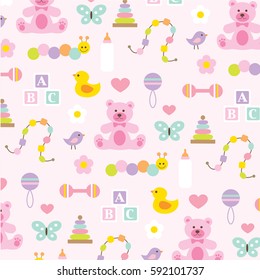 Baby Girl Pattern On Pink