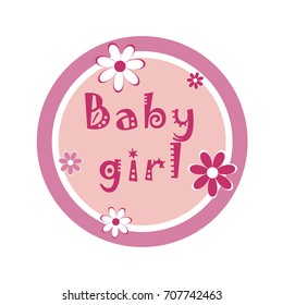 Baby girl pink cupcake topper vector illustration