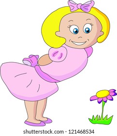 Baby girl in pink dress