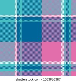 Baby girl pink pastel color plaid seamless pattern. Vector illustration.