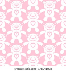 Baby Girl Pink Seamless Pattern - Teddy Bear
