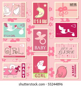 baby girl postage stamps