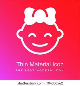 Baby girl red and pink gradient material white icon minimal design