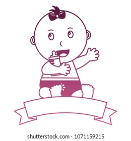 baby girl with ribbon frame
