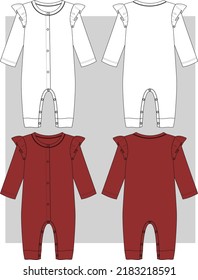 Baby Girl romper jumpsuit flat sketch