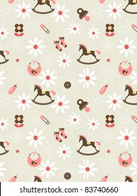 Baby girl seamless pattern