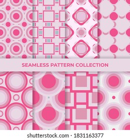 Baby girl seamless patterns set. Pink pastel seamless pattern texture collection. Baby backgrounds pack. Shower backgrounds collection.