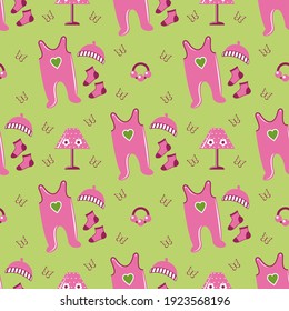 Baby girl seamless patterns. Vector illustration