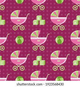 Baby girl seamless patterns. Vector illustration