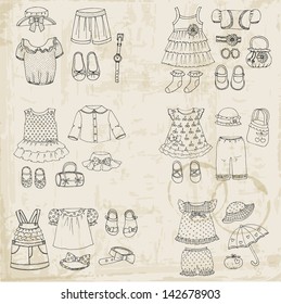 Baby Girl Set - for design and scrapbook - in vector