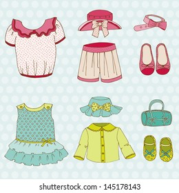 Baby Girl Set - for design and scrapbook - in vector