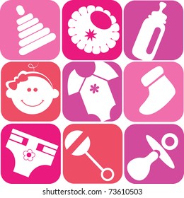 baby girl set, toys and accessories