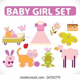 baby girl set - vector collection