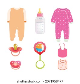 Baby girl set. vector illustration