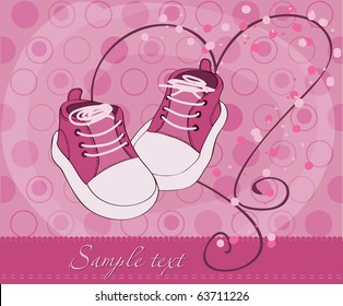 Baby Girl Shoes Arrival Card