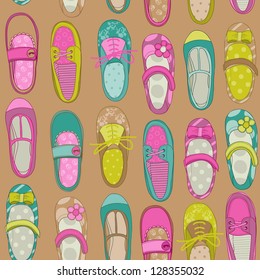 Baby Girl Shoes Background - for design or scrapbook - in vector