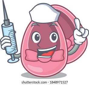 Baby girl shoes humble nurse mascot design with a syringe