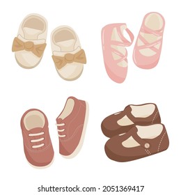 Baby Girl Shoes Icon Set For Baby Shop Logo