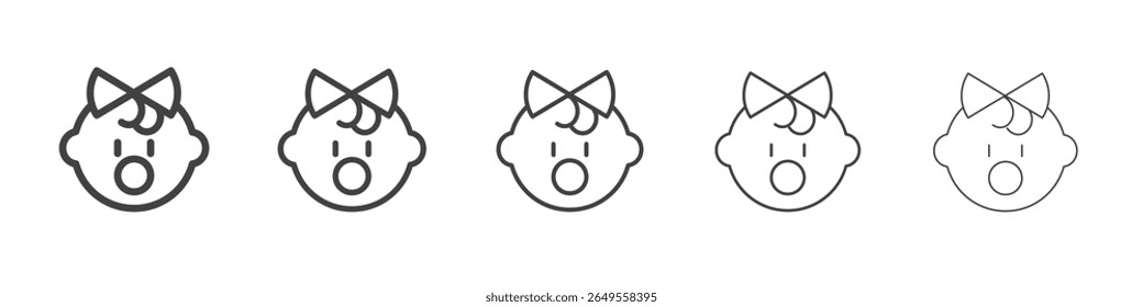 Baby Girl shouting icon flat simple outline logo