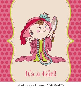 Baby Girl Shower and Arrival Card - with place for your text in vector