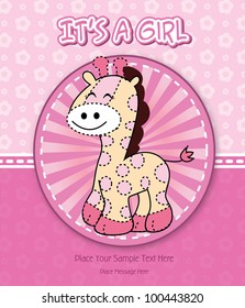Baby girl shower card with cute giraffe