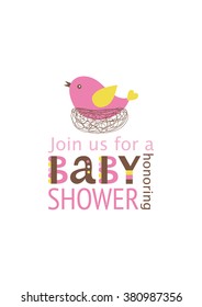 baby girl shower card design. vector illustration