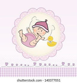 baby girl shower card, illustration in vector format